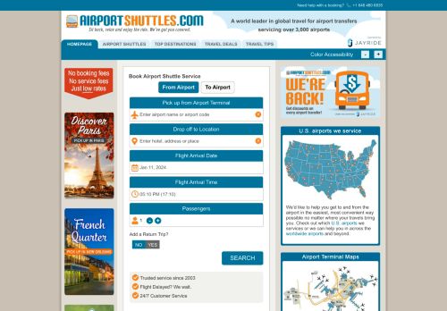 Airport Shuttle Service & Reservations capture - 2024-01-08 12:16:18