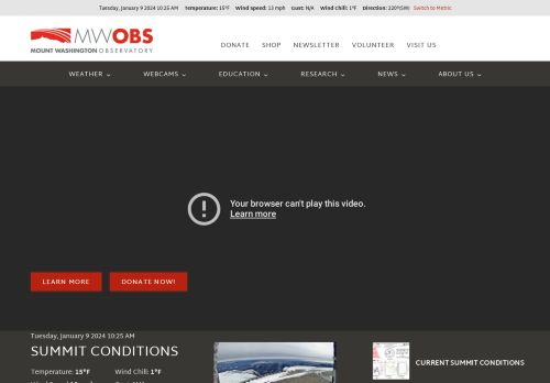 MWOBS Mount Washington Observatory capture - 2024-01-09 11:25:53