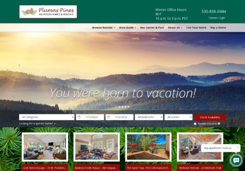 Plumas Pines Vacation Homes & Rentals capture - 2024-01-12 03:08:53