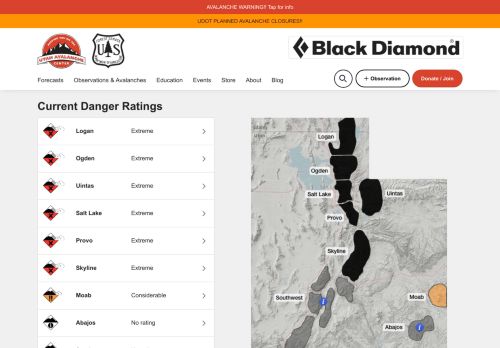 Utah Avalanche Center capture - 2024-01-14 16:30:56