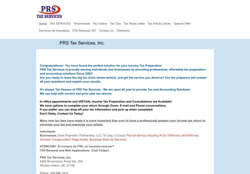 PRS Tax Services capture - 2024-01-15 11:15:32