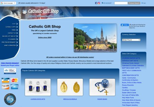 Catholic Gift Shop Our Lady of Lourdes Religious Gifts capture - 2024-02-06 17:09:45