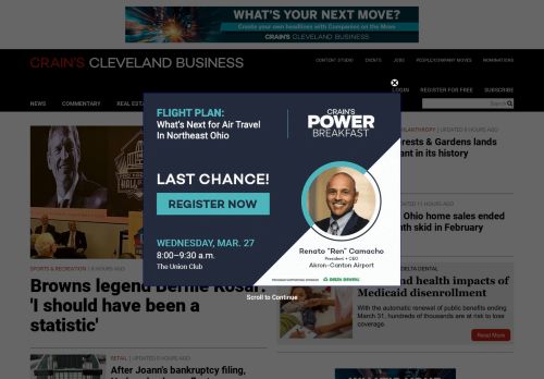 Crain's Cleveland Business capture - 2024-03-18 23:34:27