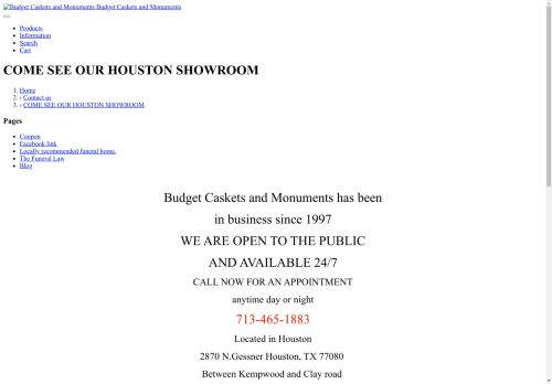 houstoncaskets.com capture - 2024-08-15 08:25:34