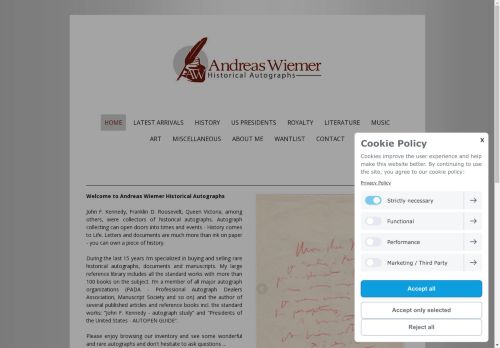 Andreas Wiemer Historical Autographs capture - 2025-04-17 13:13:08