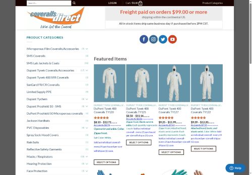 coverallsdirect.com capture - 2025-05-29 08:19:41