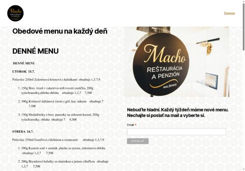 restauraciamacho.sk capture - 2025-07-15 11:28:43