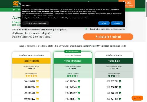 numeroverdeottocento.net capture - 2025-07-20 11:36:38