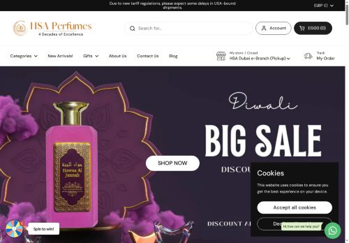 hsaperfumes.co.uk capture - 2025-10-12 05:50:08