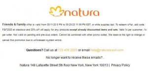 Natura coupon code