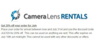 Camera Lens Rentals coupon code
