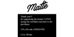 Matte discount code