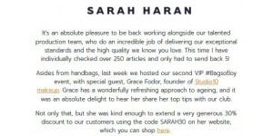 Sarah Haran coupon code
