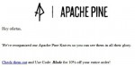 Apache Pine discount code
