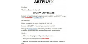 Artfily coupon code