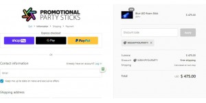 Promotional Party Sticks coupon code