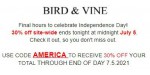Bird and Vine discount code