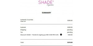 Shade Eyewear coupon code