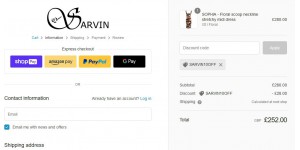 Sarvin UK coupon code