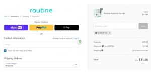 Routine coupon code