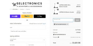 Selectronics Escooters coupon code