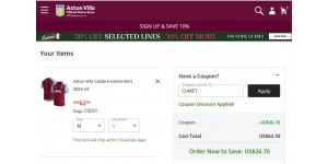 Aston Villa FC coupon code
