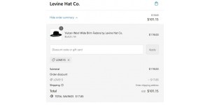 Levine Hat Company coupon code